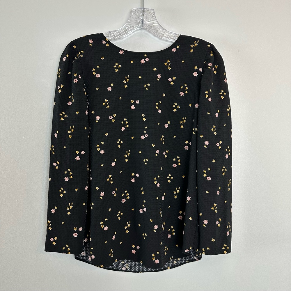 LOFT Black Floral X-Small Blouse